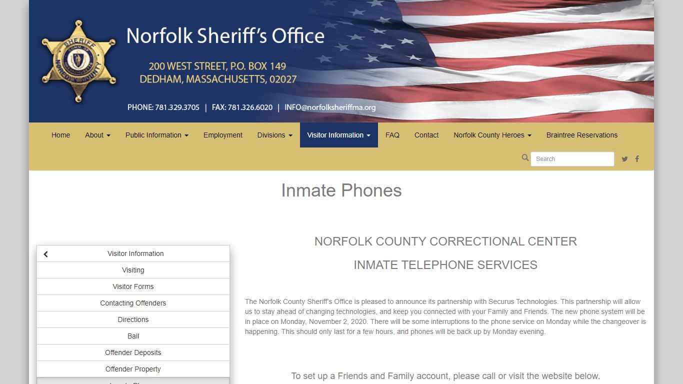 Norfolk County Sheriff's Office | Inmate Phones