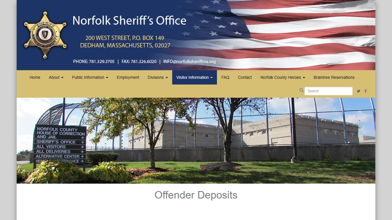 Norfolk County Sheriff's Office | Offender Deposits